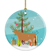 Caroline's Treasures Jersey Cow Christmas Ceramic Ornament