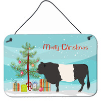 "Caroline's Treasures Belted Galloway Cow Christmas Metal Print, 8"" x 12"""