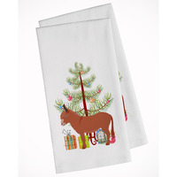 Irish Donkey Christmas White Kitchen Towel Set of 2