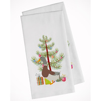 Saxony Sachsenente Duck Christmas White Kitchen Towel Set of 2
