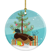 "Caroline's Treasures Silver Bantam Duck Christmas Ceramic Ornament, Multicolor"