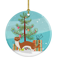 "Caroline's Treasures Weasel Christmas Ceramic Ornament, Multicolor"