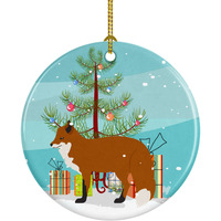 "Caroline's Treasures Red Fox Christmas Ceramic Ornament, Multicolor"