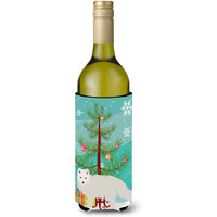 "Caroline's Treasures White Arctic Fox Christmas Decorative Bottle Hugger, 750ml, Multicolor"