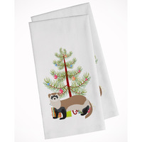Ferret Christmas White Kitchen Towel Set of 2