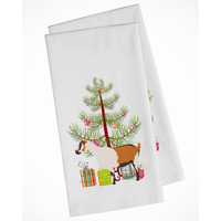 Alpine Goat Christmas White Kitchen Towel Set of 2