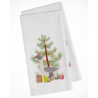 Buff Grey Back Goose Christmas White Kitchen Towel Set of 2