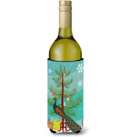 "Caroline's Treasures Indian Peacock Peafowl Christmas Decorative Bottle Hugger, 750ml, Multicolor"