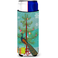 "Caroline's Treasures Indian Peacock Peafowl Christmas Decorative Can Hugger, Slim, Multicolor"