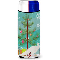 "Caroline's Treasures White Peacock Peafowl Christmas Decorative Can Hugger, Slim, Multicolor"