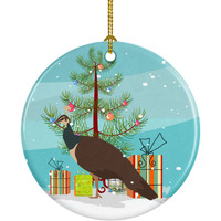 "Caroline's Treasures Indian Peahen Peafowl Christmas Ceramic Ornament, Multicolor"