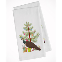 Indian Peahen Peafowl Christmas White Kitchen Towel Set of 2