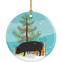 Caroline's Treasures Devon Large Black Pig Christmas Ceramic Ornament