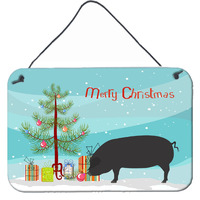 "Caroline's Treasures Devon Large Black Pig Christmas Metal Print, 8"" x 12"""