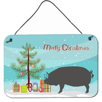 "Caroline's Treasures Berkshire Pig Christmas Metal Print, 8"" x 12"""
