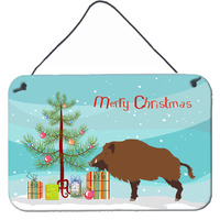"Caroline's Treasures Wild Boar Pig Christmas Metal Print, 8"" x 12"""