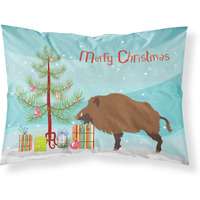 "Caroline's Treasures Wild Boar Pig Christmas Pillowcase, Standard, Multicolor"