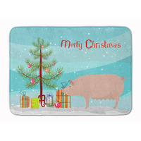 "Caroline's Treasures English Large White Pig Christmas Floor Mat, 19"" x 27"", Multicolor"