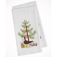 Large Pigeon Christmas White Kitchen Towel Set of 2