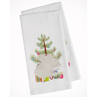 Silver Fantail Pigeon Christmas White Kitchen Towel Set of 2