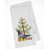 Racing Pigeon Christmas White Kitchen Towel Set of 2