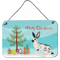 "Caroline's Treasures English Spot Rabbit Christmas Metal Print, 8"" x 12"""