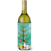 "Caroline's Treasures English Spot Rabbit Christmas Decorative Bottle Hugger, 750ml, Multicolor"