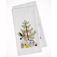 English Spot Rabbit Christmas White Kitchen Towel Set of 2