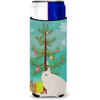 "Caroline's Treasures Hermelin Rabbit Christmas Decorative Can Hugger, Slim, Multicolor"