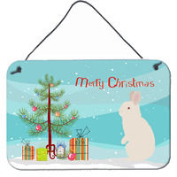 "Caroline's Treasures New Zealand White Rabbit Christmas Metal Print, 8"" x 12"""