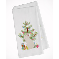 New Zealand White Rabbit Christmas White Kitchen Towel Set of 2