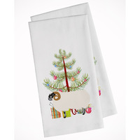 Scottish Blackface Sheep Christmas White Kitchen Towel Set of 2