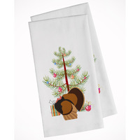 Bronze Turkey Christmas White Kitchen Towel Set of 2