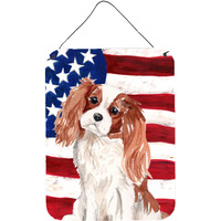 "Caroline's Treasures Blenheim Cavalier Spaniel Patriotic Metal Print, 16"" x 12"", Multicolor"