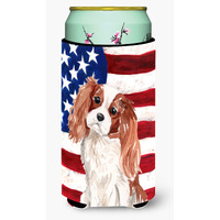 "Caroline's Treasures Blenheim Cavalier Spaniel Patriotic Decorative Can Hugger, Tall, Multicolor"