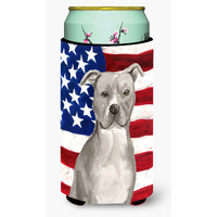 "Caroline's Treasures Staffordshire Bull Terrier Patriotic Decorative Can Hugger, Tall, Multicolor"