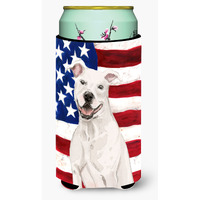 "Caroline's Treasures White Staffie Bull Terrier Patriotic Decorative Can Hugger, Tall, Multicolor"