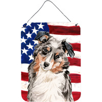 "Caroline's Treasures Australian Shepherd Patriotic Metal Print, 16"" x 12"", Multicolor"