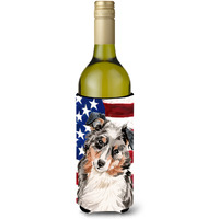"Caroline's Treasures Australian Shepherd Patriotic Decorative Bottle Hugger, 750ml, Multicolor"