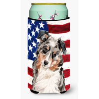 "Caroline's Treasures Australian Shepherd Patriotic Decorative Can Hugger, Tall, Multicolor"