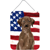 "Caroline's Treasures Chocolate Labrador Patriotic Metal Print, 16"" x 12"", Multicolor"