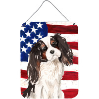 "Caroline's Treasures Tricolor Cavalier Spaniel Patriotic Metal Print, 16"" x 12"", Multicolor"