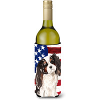 "Caroline's Treasures Tricolor Cavalier Spaniel Patriotic Decorative Bottle Hugger, 750ml, Multicolor"
