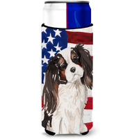 "Caroline's Treasures Tricolor Cavalier Spaniel Patriotic Decorative Can Hugger, Slim, Multicolor"