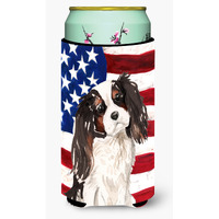 "Caroline's Treasures Tricolor Cavalier Spaniel Patriotic Decorative Can Hugger, Tall, Multicolor"