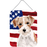 "Caroline's Treasures Wire Hair Jack Russell Patriotic Metal Print, 16"" x 12"", Multicolor"