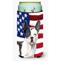 "Caroline's Treasures Black White French Bulldog Patriotic Decorative Can Hugger, Tall, Multicolor"