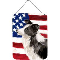 "Caroline's Treasures Border Collie Patriotic Metal Print, 16"" x 12"", Multicolor"