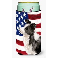 "Caroline's Treasures Border Collie Patriotic Decorative Can Hugger, Tall, Multicolor"