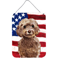 "Caroline's Treasures Brown Cockapoo Patriotic Metal Print, 16"" x 12"", Multicolor"